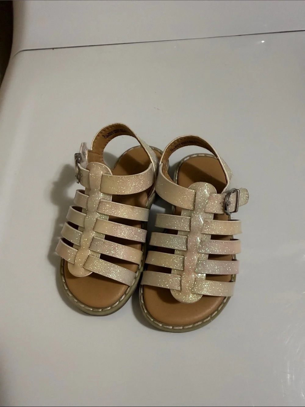 Cat & Jack Little Girls Sparkle Strappy Sandals - Light Pink